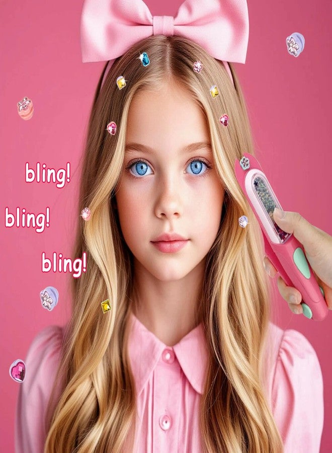 Gosuoa Hair Gem Stamper with 100 Pcs Mini Hair Elastics, Bling Hair Jewels for Girls Toys, Hair Bedazzler Hair Accessories for Girls 3-12 - Image 2